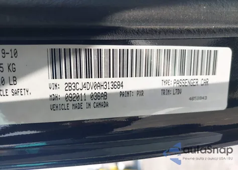 2010 Dodge Challenger Se z USA, uszkodzony, nr VIN 2B3CJ4DV0AH313684
